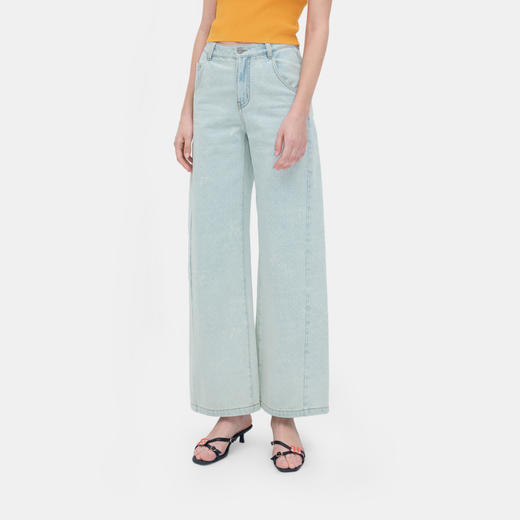 HERLIAN 2026年春季新品蝴蝶结波点印花女士弯刀裤牛仔长裤 商品图1