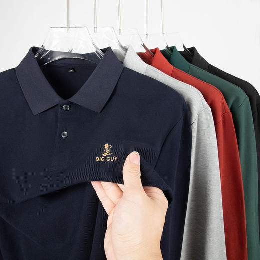 【DPS】【100%棉】大依优型大码男装春秋翻领全棉长袖POLO衫纯棉长袖T恤商务休闲长袖上衣 商品图1