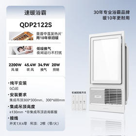 奥普（AUPU）速暖浴霸【QDP2122S】 按键开关 2200W功率 风暖 【不包安装】QDP2122S
