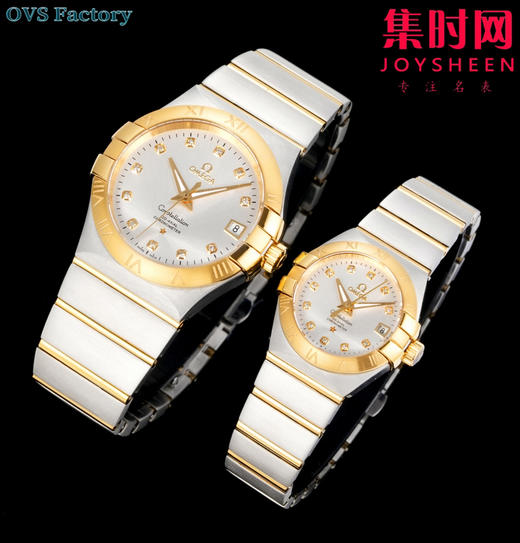 经典传承，卓越新生——欧米茄OVS星座情侣系列 情侣机械腕表 对版摆轮带砝码螺丝 双T黑摆轮 表盘尺寸：男款38mm 女款27mm 商品图2