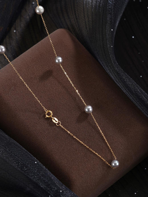 子佩集【星河之恋】G18K珍珠惜王妃项链【MLKJXL004】4.5mm珠偏灰镀金多珠2601 商品图5