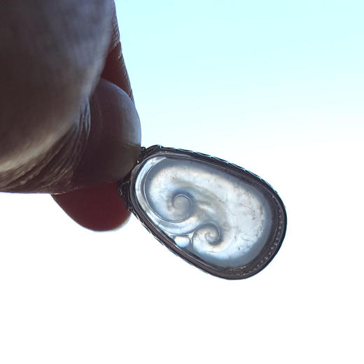 【天然正品】A货翡翠AU750白金镶钻镶天然细腻木那雪花棉白色冰种如意（万事如意）翡翠吊坠项链31.5*14.8*7.9MM（皆取最大值）190126NJS22 商品图9