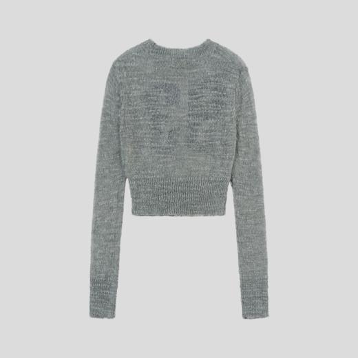 GOODBAI 新款撞色数字镂空短款圆领修身长袖针织衫女 商品图4