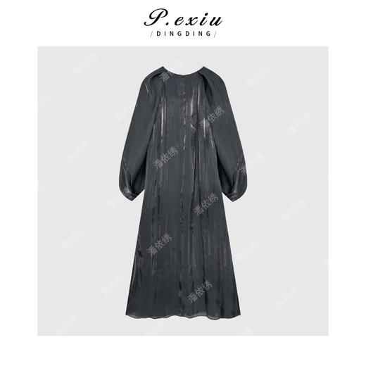 04-1潘依绣丁丁宠粉法式缎面感泡泡长袖连衣裙Q38611 商品图1