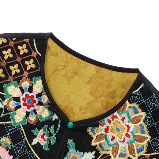 【咕咕同款】NANSONGSILK/NS新中式香云纱非遗苗绣宝相海水纹马甲M1D536094Y南宋 商品图9