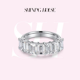 【预售】ShiningHouse[培育] 18k金钻石戒指女 长方形3克拉钻人工真钻人造钻石K金戒指排钻戒指豪华钻石戒指悦己送礼臻选【此商品不支持7天无理由退货退款】预计3日发货