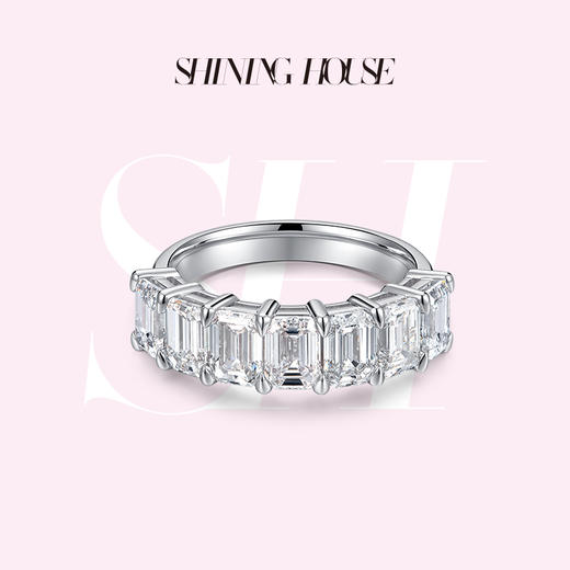 【预售】ShiningHouse[培育] 18k金钻石戒指女 长方形3克拉钻人工真钻人造钻石K金戒指排钻戒指豪华钻石戒指悦己送礼臻选【此商品不支持7天无理由退货退款】预计3日发货 商品图0