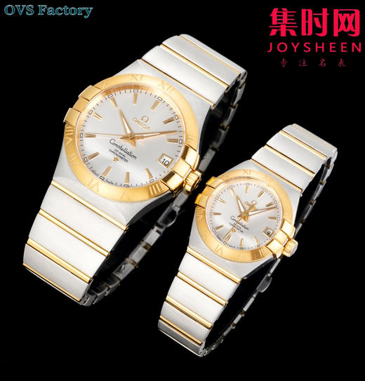 经典传承，卓越新生——欧米茄OVS星座情侣系列 情侣机械腕表 对版摆轮带砝码螺丝 双T黑摆轮 表盘尺寸：男款38mm 女款27mm 商品图4