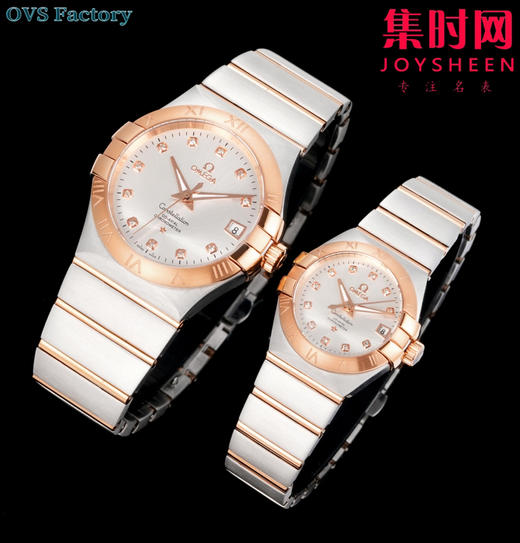 经典传承，卓越新生——欧米茄OVS星座情侣系列 情侣机械腕表 对版摆轮带砝码螺丝 双T黑摆轮 表盘尺寸：男款38mm 女款27mm 商品图2