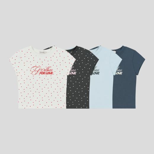 GOODBAI 春夏撞色印花短款圆领修身正肩飞袖T恤女 商品图0