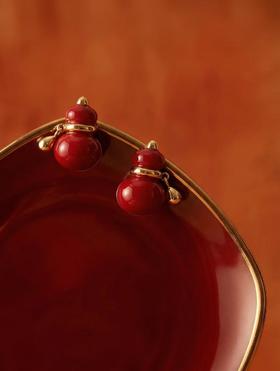 【宫里上新】福禄凝红系列-葫芦耳钉