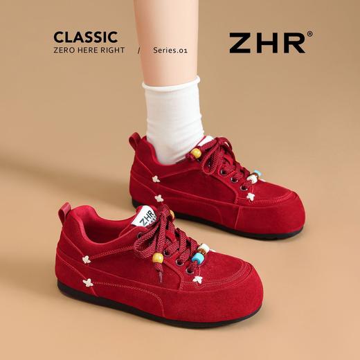 ZHR红色内增高阿甘鞋女鞋2026春季新款平底运动休闲鞋百搭德训鞋 商品图5