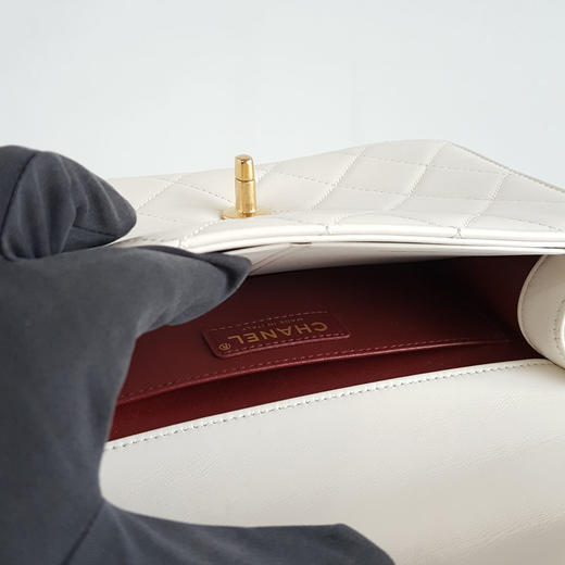 【95新】CHANEL香奈儿AS2649 B05973 10601 21A白色双金珠链条包单肩斜挎包女士260126NJS33 商品图8