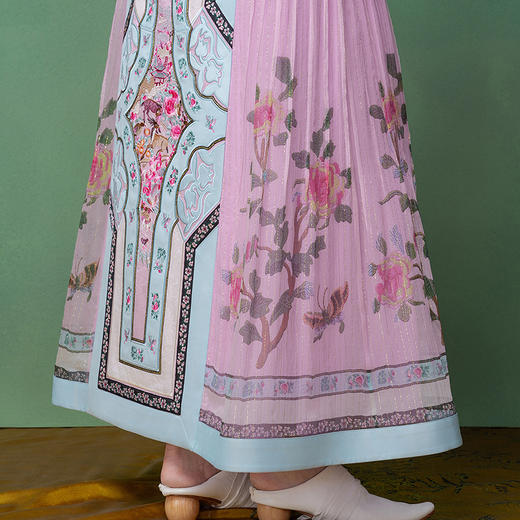 【林栖设计小店】鹤鹿同春|真丝罗丁香粉轻凉绣花马面裙半身裙1961221 商品图8