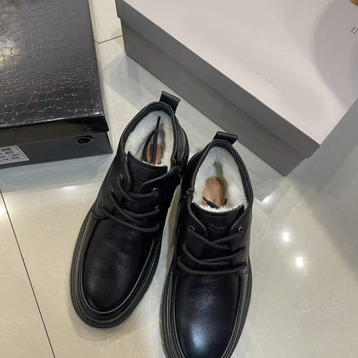 尾单货！2026头层牛皮羊毛冬季男士商务正装皮鞋休闲加绒保暖爸爸棉鞋！ 商品图1