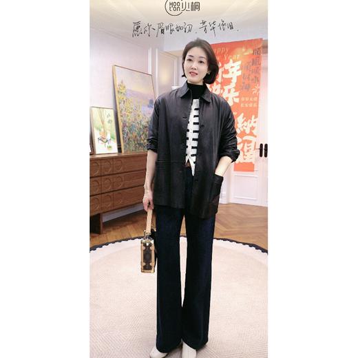 火桐hooton 2026春季新款银丝山羊绒圆领条纹长袖开衫 商品图3