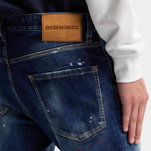 DSQUARED2 男士字母徽标贴片水洗Teddy牛仔裤 蓝色 S74LB1896 S30664 470 商品图3