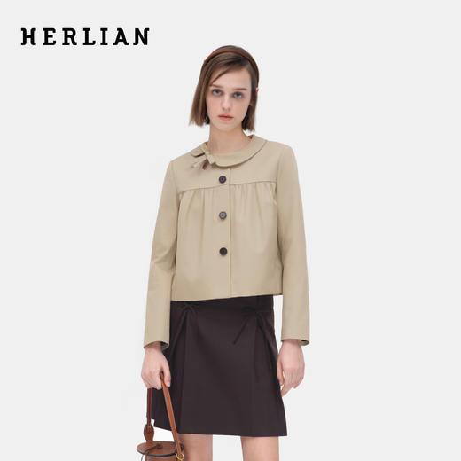 Herlian2026年春季新品不对称娃娃领设计女士少女系复古外套 商品图0