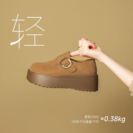 ZHR【增高6.5CM】勃肯鞋女2026春季绒面搭扣休闲鞋显瘦厚底乐福鞋 商品图2