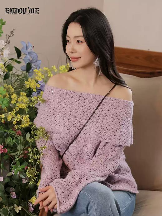 【门店同款】ENJOY春季“柔光芳序”星光织梦一字肩针织 169393701 商品图0