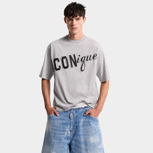 DSQUARED2 男士字母徽标印花棉质圆领短袖T恤 灰色 S78GD0119 D20094 857M 商品图2