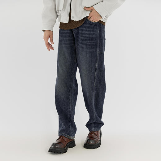 【新品上新】HX 冬季水洗弯刀牛仔长裤C201540041101 商品图2