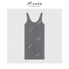 04-1潘依绣丁丁宠粉气质极简风U领无袖连衣裙Q5541