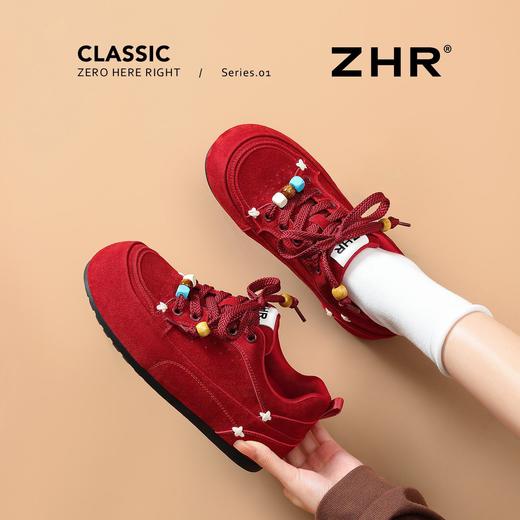 ZHR红色内增高阿甘鞋女鞋2026春季新款平底运动休闲鞋百搭德训鞋 商品图6