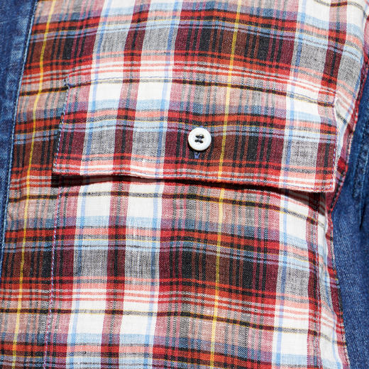 DSQUARED2 男士多色格子图案牛仔短袖衬衫 混色 S74DM1007 D35423 002F 商品图3