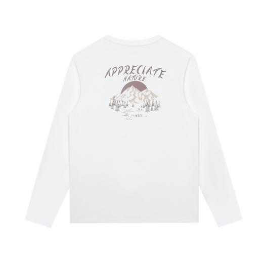 GXG男装【100%棉】26春季落日图案潮流后背男式圆领休闲长袖T恤K&C 商品图2