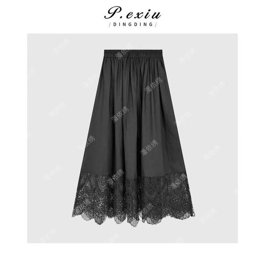 PanYiXiu/潘依绣【与光同奏】天丝亚麻优雅镂空蕾丝半身裙 W-63192 商品图2