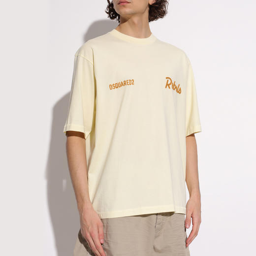 DSQUARED2 男士字母徽标刺绣棉质圆领短袖T恤 淡黄色 S74GD1542 D20108 171 商品图1