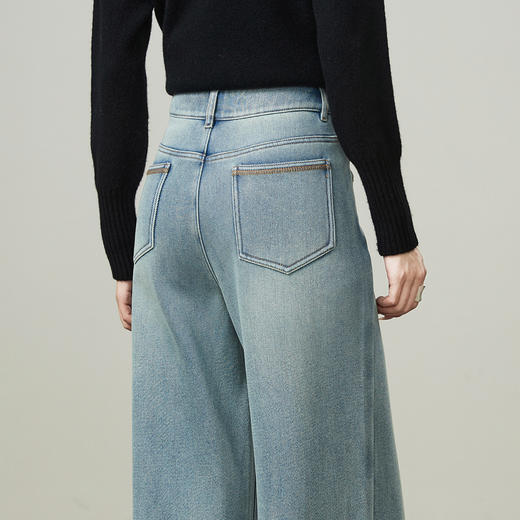 【仿水貂绒-阔腿牛仔裤】逸阳冬加绒加厚保暖遮肉拖地阔腿裤7349V 商品图13