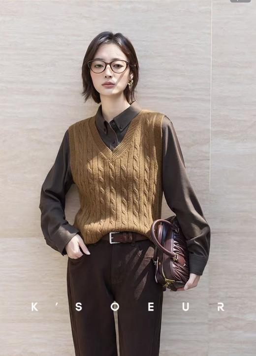 「任选2件立减20元 拉夫风减龄马甲系列！精选澳洲美丽诺羊毛 AVANN 羊毛马甲扭花马甲深V背心 商品图8