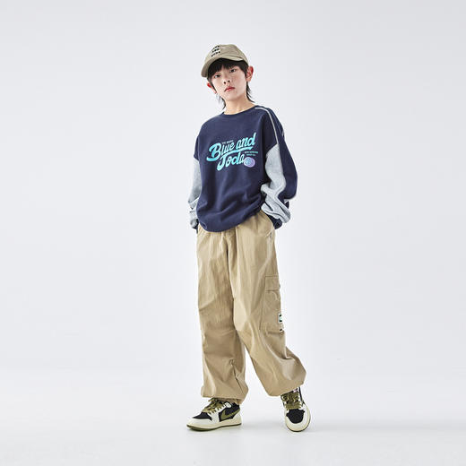 【代发】【深卡其140、150预售4.24发】蓝汽水男童分割斜纹束脚裤青少年工装裤 商品图1