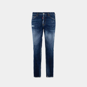 DSQUARED2 男士字母徽标贴片水洗Teddy牛仔裤 蓝色 S74LB1896 S30664 470