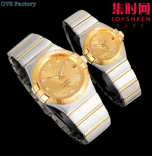 经典传承，卓越新生——欧米茄OVS星座情侣系列 情侣机械腕表 对版摆轮带砝码螺丝 双T黑摆轮 表盘尺寸：男款38mm 女款27mm 商品图2