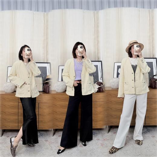 【非质量问题不退】人间宝藏 鹅黄色V领小香风外套 极致显瘦优雅 至减龄的小香款 商品图0