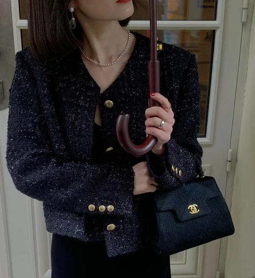 重磅渠道    linton金扣粗花呢   黑金短款粗花呢   羊毛棉真丝 商品图2