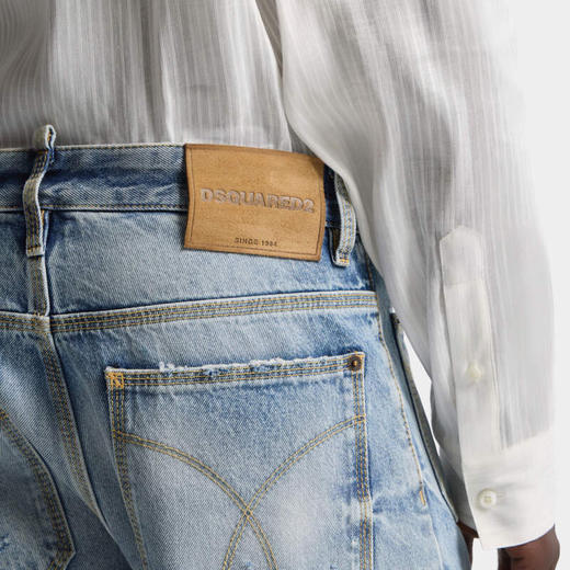 DSQUARED2 男士字母徽标贴片70年代风格修身牛仔裤 蓝色 S74KB1130 S30839 470 商品图3