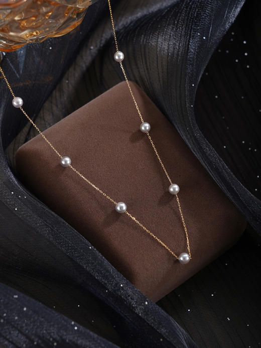 子佩集【星河之恋】G18K珍珠惜王妃项链【MLKJXL004】4.5mm珠偏灰镀金多珠2601 商品图2