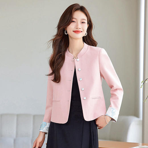 「自」全新升级【铂金会员146/天猫199/差价53】(23952)洛诗琳小香风西装外套2026早春新款小个子短款高级感立领国风上衣 商品图0