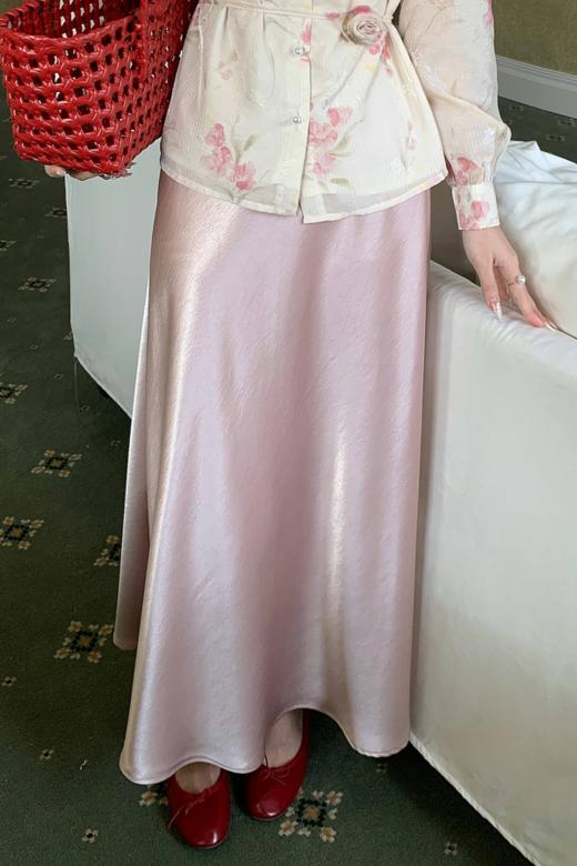 amadella 法式气质醋酸缎面垂坠感粉色半裙 22277 商品图0