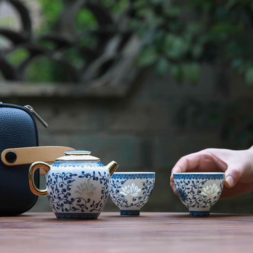 玉柏心如莲花一壶两杯旅行茶具 商品图1