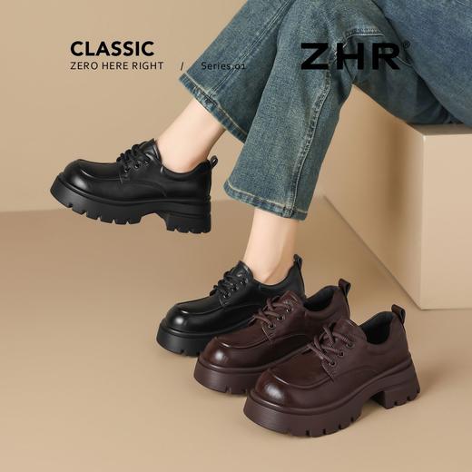 ZHR则则厚底增高小皮鞋2026新款系带乐福鞋英伦百搭单鞋软底女鞋 商品图3