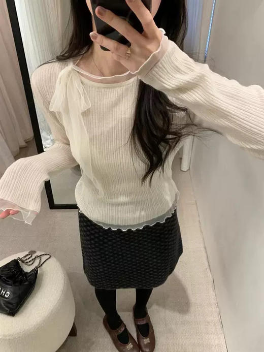 韩系网纱拼接别致上衣-纪念日百货门店同款169293911 商品图0