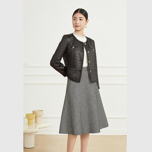 乔万尼干练菱格纹时尚小香风棉服外套EM1B131 商品图1