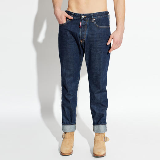 DSQUARED2 男士字母徽标贴片修身牛仔裤 藏青色 S74LB1817 S30833 470 商品图1