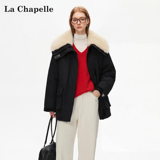 天猫同步【赵露思同款】拉夏贝尔/La Chapelle轻奢派克服~大翻领+内里羊羔毛工装保暖外套 商品图3