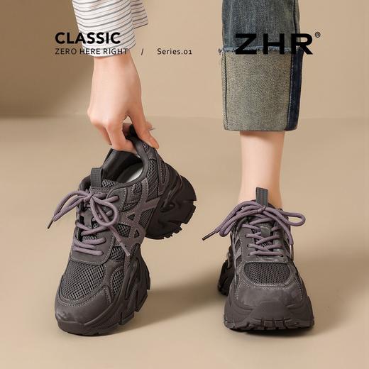 ZHR【增高5.5cm】厚底老爹鞋女春季透气运动鞋小个子内增高休闲鞋 商品图4